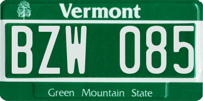 VT license plate BZW085