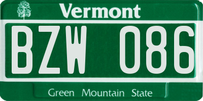 VT license plate BZW086