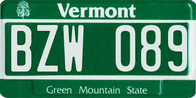 VT license plate BZW089