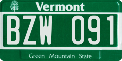 VT license plate BZW091