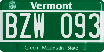 VT license plate BZW093