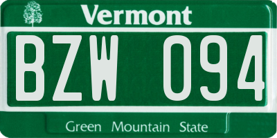 VT license plate BZW094