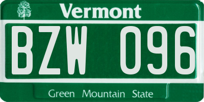 VT license plate BZW096