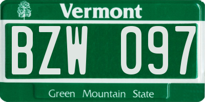 VT license plate BZW097