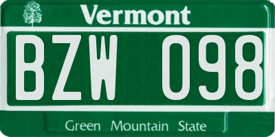 VT license plate BZW098