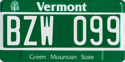 VT license plate BZW099