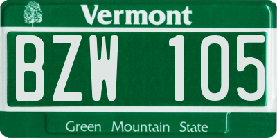VT license plate BZW105