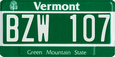 VT license plate BZW107