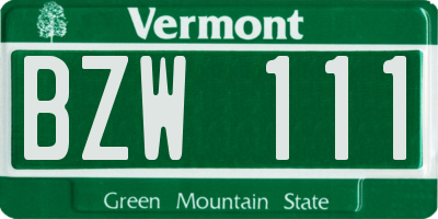 VT license plate BZW111
