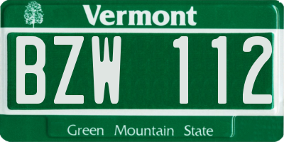 VT license plate BZW112