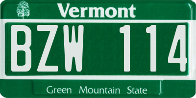 VT license plate BZW114