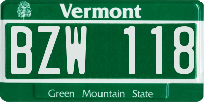 VT license plate BZW118