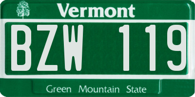 VT license plate BZW119