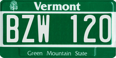 VT license plate BZW120
