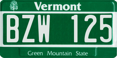 VT license plate BZW125