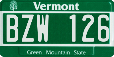 VT license plate BZW126