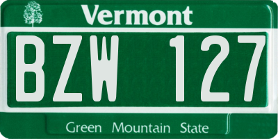 VT license plate BZW127