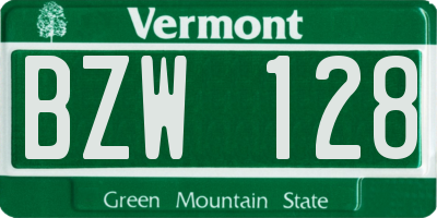 VT license plate BZW128