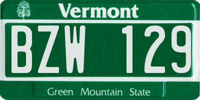 VT license plate BZW129