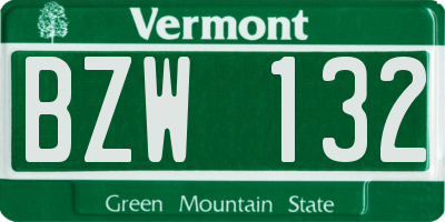 VT license plate BZW132
