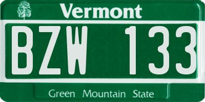 VT license plate BZW133