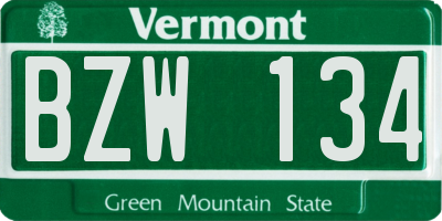 VT license plate BZW134