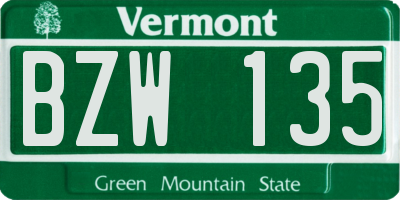 VT license plate BZW135