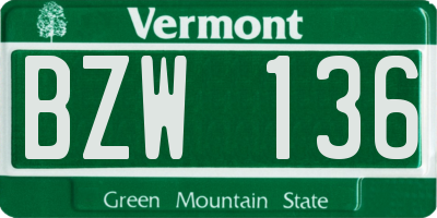 VT license plate BZW136