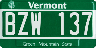 VT license plate BZW137