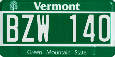 VT license plate BZW140