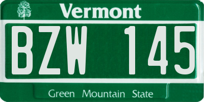 VT license plate BZW145