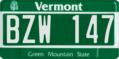 VT license plate BZW147