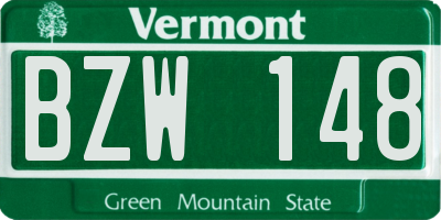 VT license plate BZW148