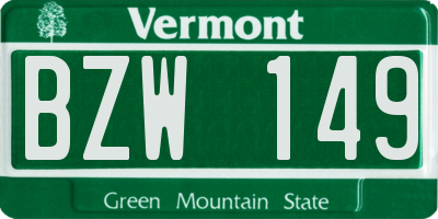 VT license plate BZW149