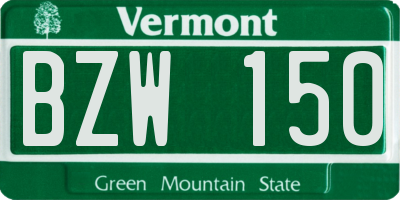VT license plate BZW150