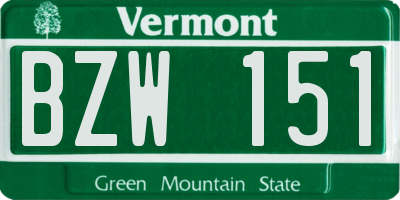 VT license plate BZW151