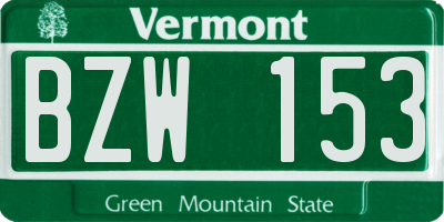 VT license plate BZW153
