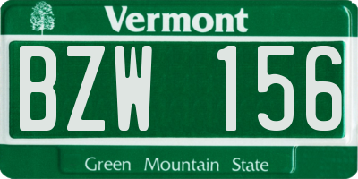 VT license plate BZW156