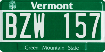 VT license plate BZW157