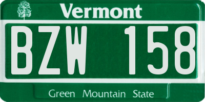 VT license plate BZW158
