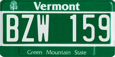 VT license plate BZW159