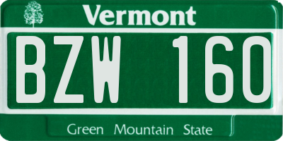 VT license plate BZW160