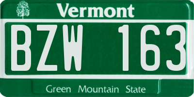VT license plate BZW163