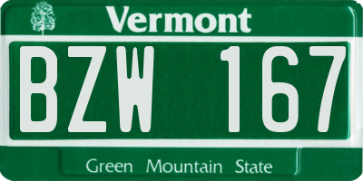 VT license plate BZW167