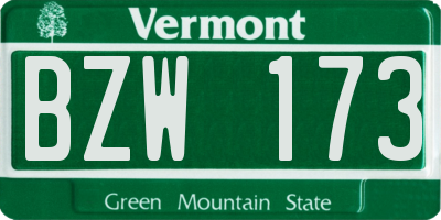 VT license plate BZW173