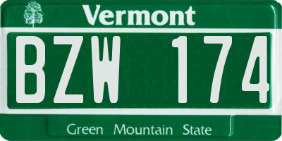 VT license plate BZW174