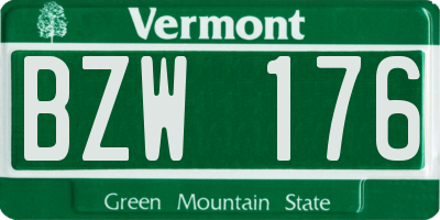 VT license plate BZW176