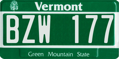 VT license plate BZW177