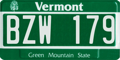 VT license plate BZW179
