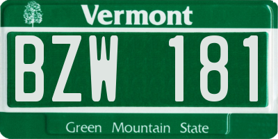 VT license plate BZW181